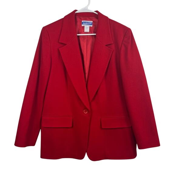 Pendleton Vintage Red 100% Virgin Wool Made in USA Blazer Size 8 Office Holiday - Picture 1 of 10